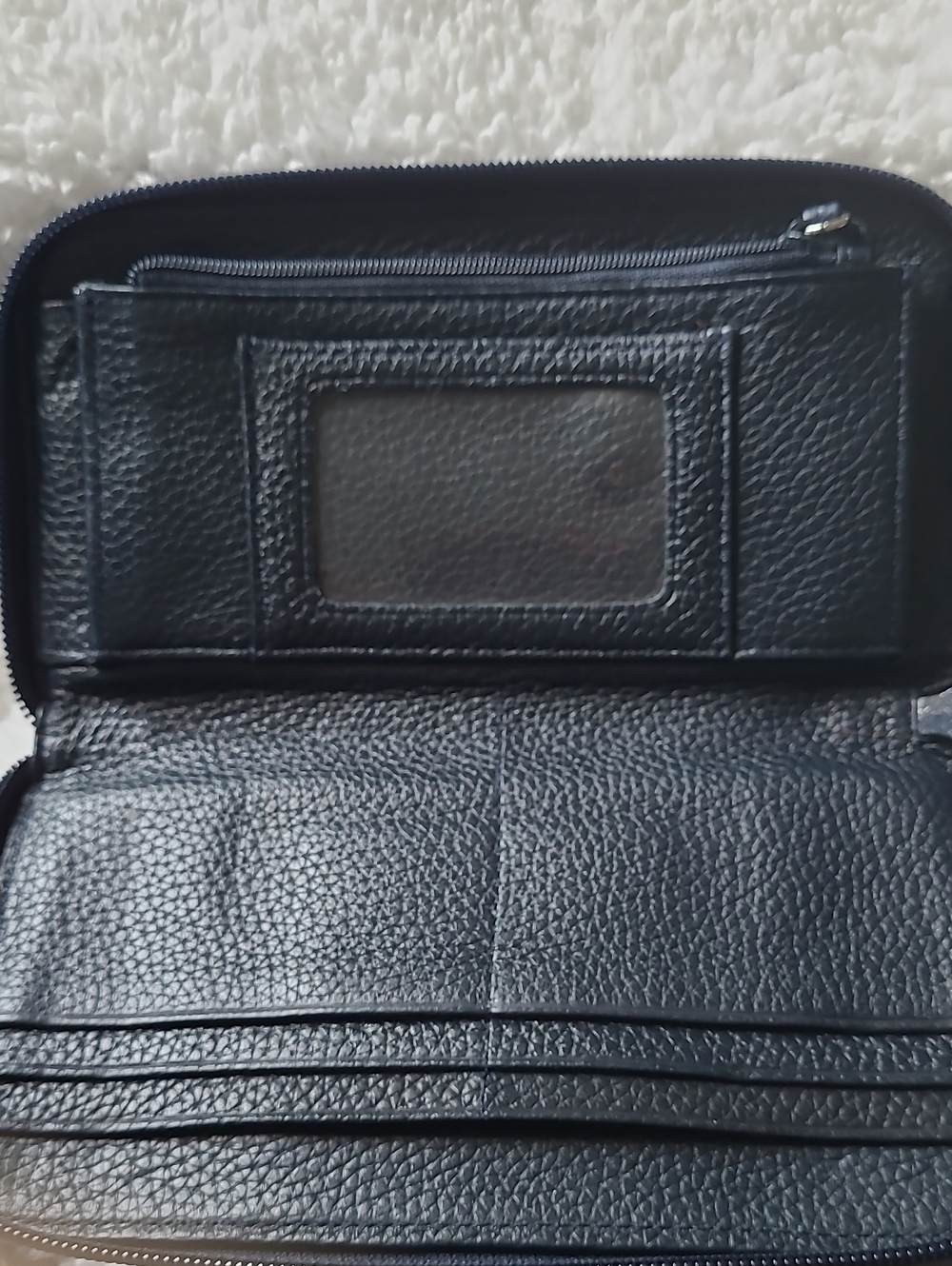 Womens Leather Zip Wallet with ID Window